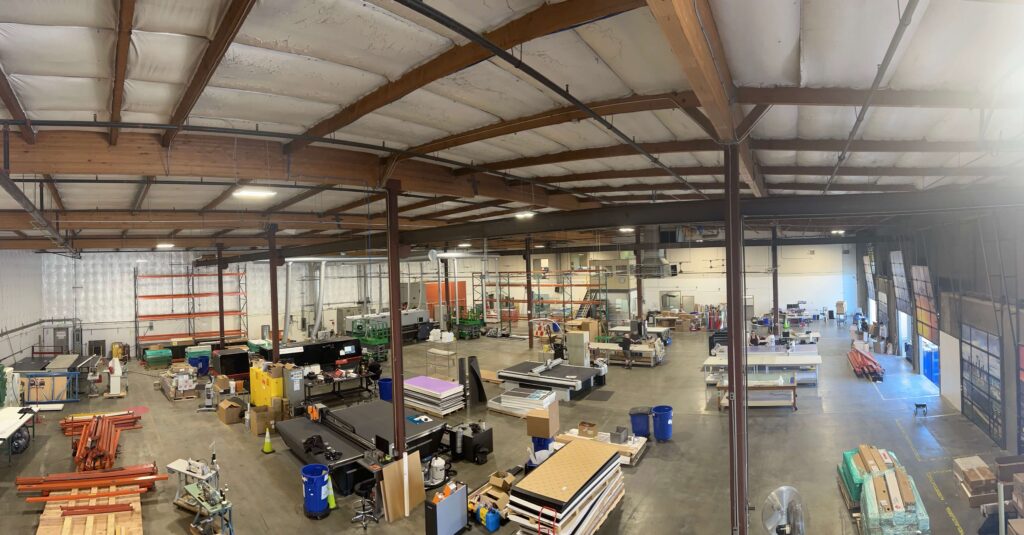 Image of inside of SuperGraphics Sodo production floor.