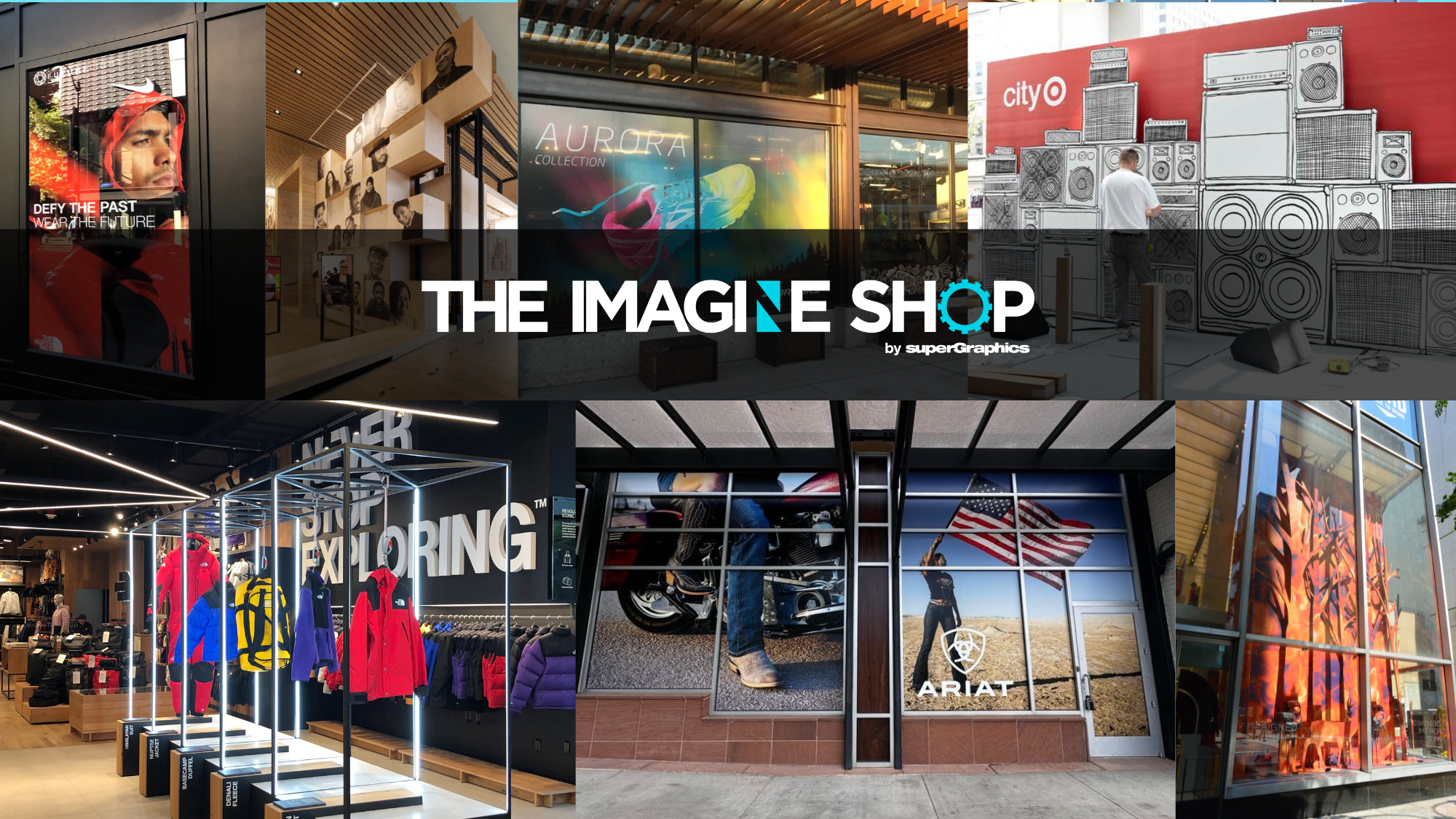 Graphic of retail work from Imagine Visual Service, now the The Imagine Shop by SuperGraphics