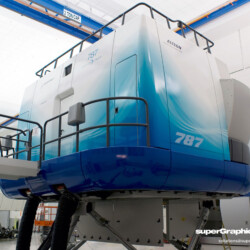 Boeing 787 Flight Simulator Custom Graphics Vinyl Wrap completed by SuperGraphics.