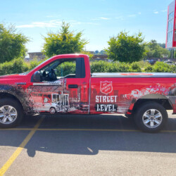 Salvation Army Street Level truck wrap, completed by SuperGraphics.