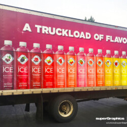 Talking Rain freight truck wrap, completed by SuperGraphics.