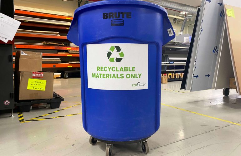 Photo of EcoFormat™ Recycling bin at SuperGraphics.