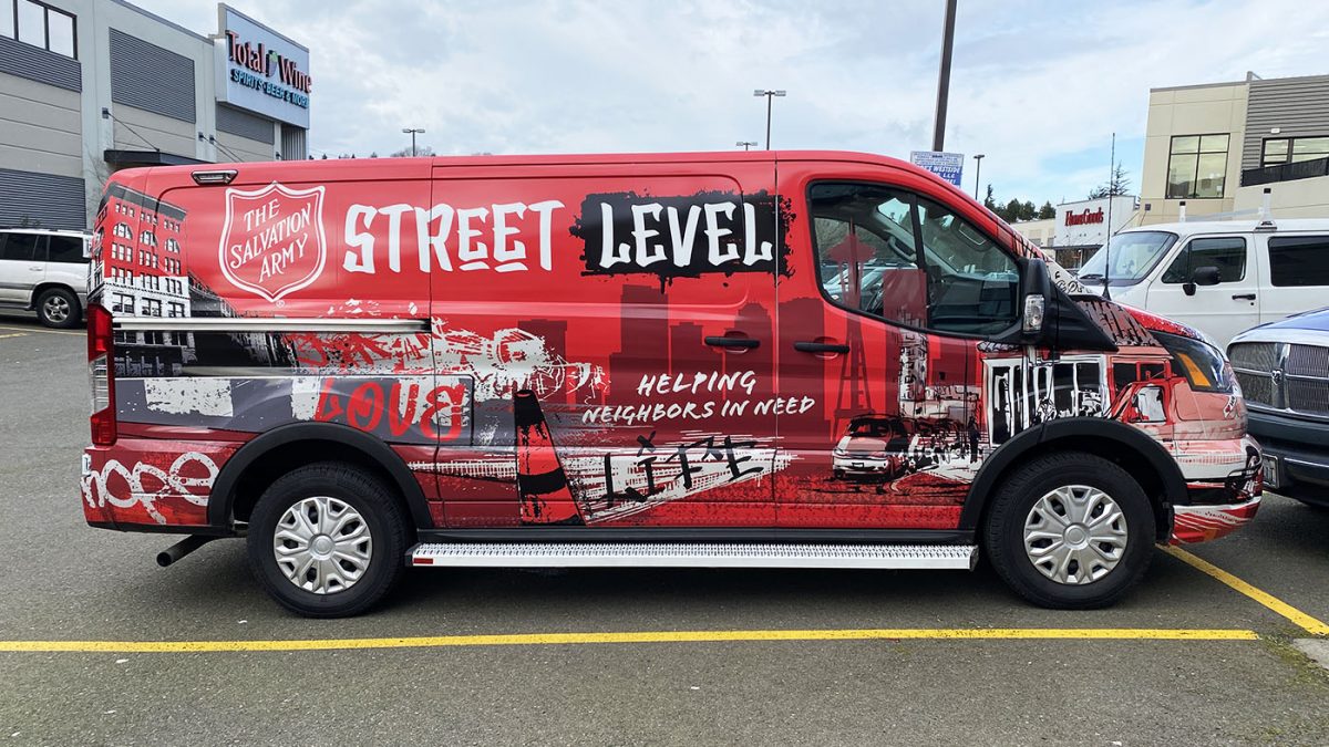Fleet wrap for Salvation Army on Ford Transit Cargo Van. Created for the Street Level campaign.