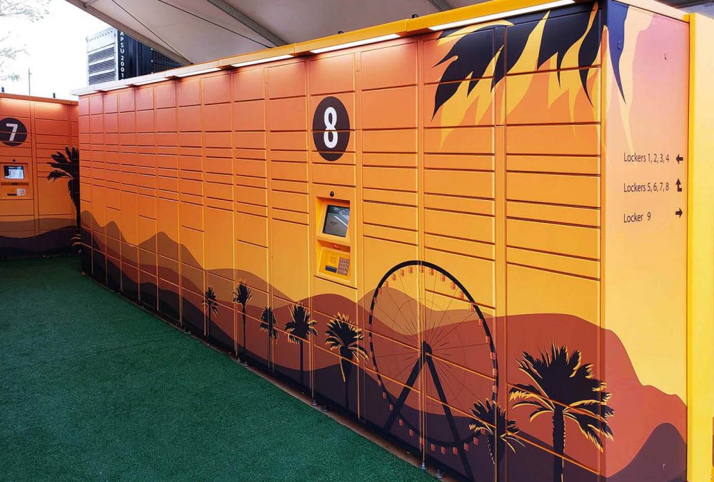 Locker wrap for Coachella, produced and installed by SuperGraphics.