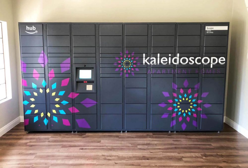 Locker wrap for Kaleidoscope, produced and installed by SuperGraphics.