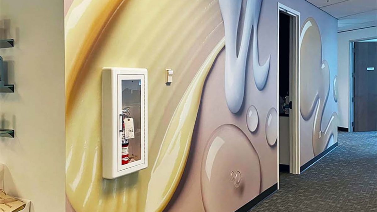 Paula's Choice Skincare environmental graphics, completed by SuperGraphics. Features window decals and wall graphics.