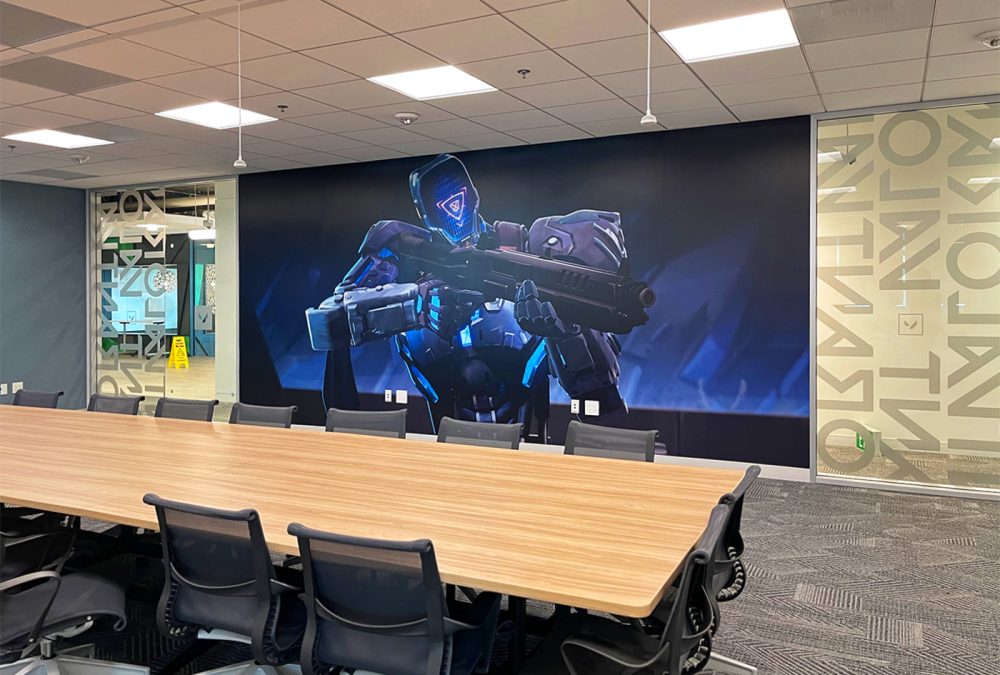 Conference room with wall graphics