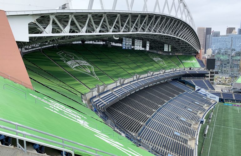 Seattle Sounders Lumen Field Seat Covers, completed by SuperGraphics.
