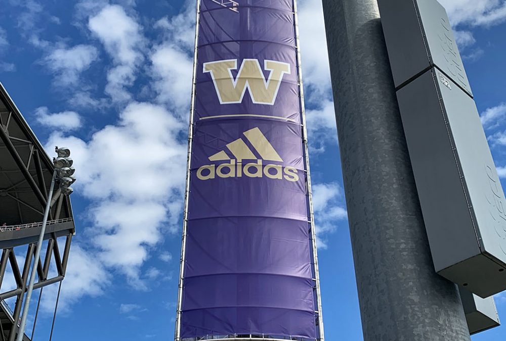 University of Washington Husky Stadium Light Pole Banners, completed by SuperGraphics.